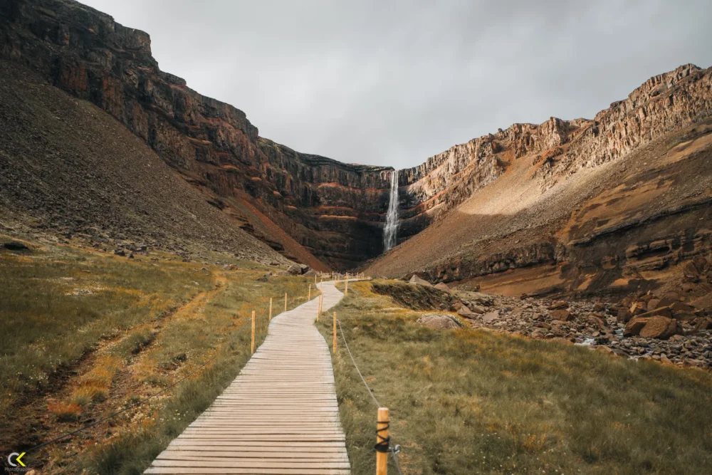 Sun-Kissed Hengifoss: A Majestic Beauty from Iceland wallart